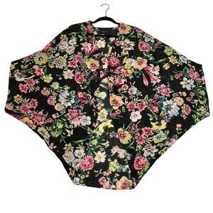 Romeo & Juliet Couture Floral Print Open Front Cocoon Kimono Size Small Colorful